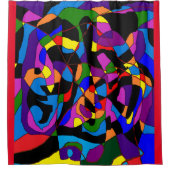 大モザイクはっきりした混色 シャワーカーテン (正面)