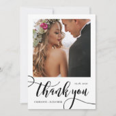 大モダンお洒落文字2写真結婚s サンキューカード (正面)