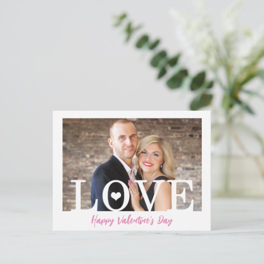 大モダンきなLOVE文字 |フォトピンクスクリプト シーズンポストカード (スタンド正面)