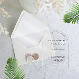 大モダンカジュアルアンパサンド白黒結婚の アクリル招待状