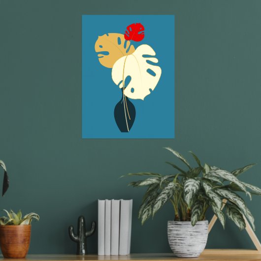 大モダンミニマルきな金ゴールドの葉瓶 箔ポスター (インサイチュ (リビング2))