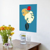 大モダンミニマルきな金ゴールドの葉瓶 箔ポスター (レイダウン (キッチン))