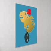 大モダンミニマルきな金ゴールドの葉瓶 箔ポスター (レイダウン)