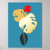 大モダンミニマルきな金ゴールドの葉瓶 箔ポスター (正面)