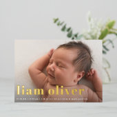 大モダン名PHOTO FOIL誕生のお知らせ 箔招待状 (立ち正面)