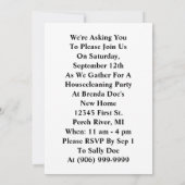 大モダン掃除パーティーとレトロおもしろい招待状 招待状 (裏面)