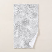 大モダン灰色のダリア バスタオルセット (ハンドタオル)