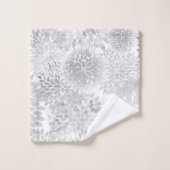 大モダン灰色のダリア バスタオルセット (ウォッシュタオル)