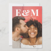 大モダン白モノグラムイニシャルフォトブラック セーブザデート (正面)