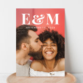 大モダン白モノグラムイニシャルフォトブラック セーブザデート