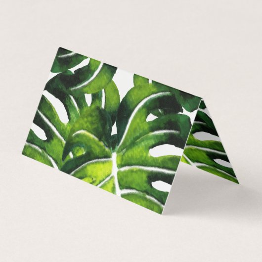 大モダン緑のパーム葉デザイン 名刺 (裏面)