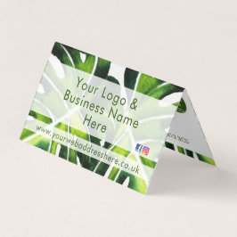 大モダン緑のパーム葉デザイン 名刺
