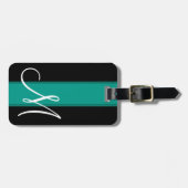 大モノグラムストライプを持つティール(緑がかった色) ラゲッジタグ (正面横)