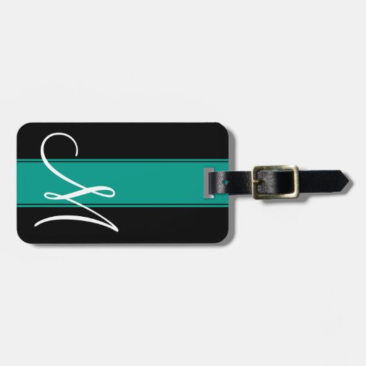 大モノグラムストライプを持つティール（緑がかった色） ラゲッジタグ (正面横)