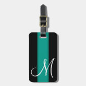 大モノグラムストライプを持つティール(緑がかった色) ラゲッジタグ (正面縦)