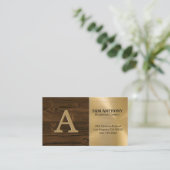 大モノグラム | 木目金ゴールド金属 名刺 (スタンド正面)