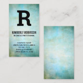 大モノグラム |緑の青いヴィンテージテクスチャ 名刺 (正面/裏面)