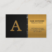 大モノグラム |金ゴールドメタリックブラックマーブルメッシュ 名刺 (正面)