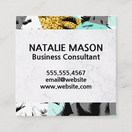 大モノグラモダンム |熱帯性ヤシの木 スクエア名刺 (裏面)