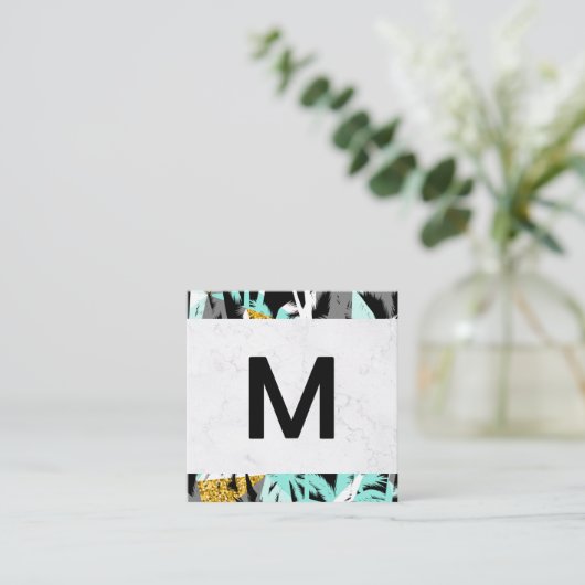 大モノグラモダンム |熱帯性ヤシの木 スクエア名刺 (スタンド正面)