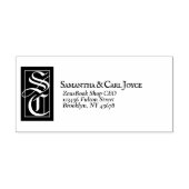 大モノグラ無地のム |エレガント差出人住所 ラバースタンプ (インプリント)