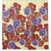 大ユニークカラフルはっきりしたバラ花フローラ シャワーカーテン (正面)