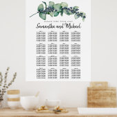 大ユーカリ植物体16テーブル座席表 ポスター (キッチン)