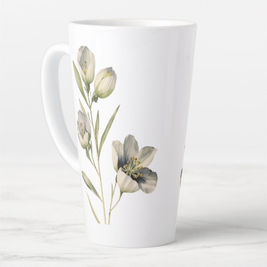 大ラテマグカップ – 開花デザイン(17oz) カフェラテマグ (左アングル)