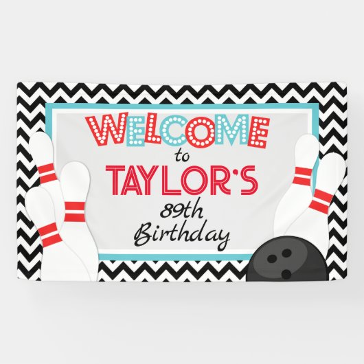 大レトロシェブロンボーリング誕生日バナー 横断幕 (横)