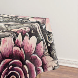 大ヴィンテージゴシック色ピンクの花柄 テーブルクロス