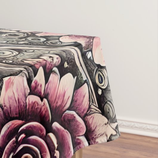 大ヴィンテージゴシック色ピンクの花柄 テーブルクロス (インサイチュ)