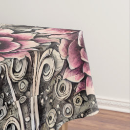 大ヴィンテージゴシック色ピンクの花柄 テーブルクロス