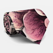 大ヴィンテージゴシック色ピンクの花柄 ネクタイ (ロール)