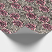 大ヴィンテージゴシック色ピンクの花柄 ラッピングペーパー (角)