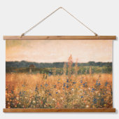 大ヴィンテージ植物性金ゴールドフィールドフローラ緑 吊り下げ型タペストリー (正面)