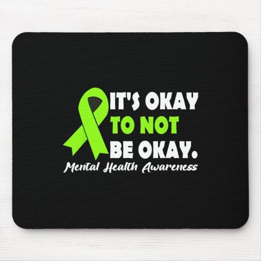 大丈夫じゃないことに大丈夫なリボン メンタルヘルス啓発 マウスパッド (正面)