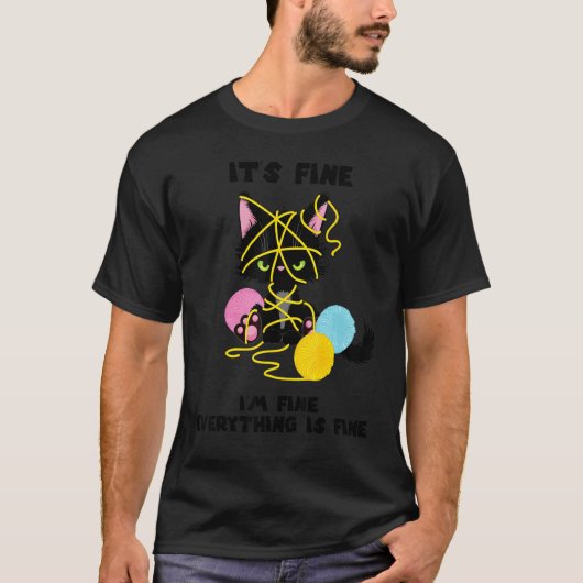 大丈夫だよ 私は大丈夫 全てが大丈夫 黒猫 Tシャツ (正面)