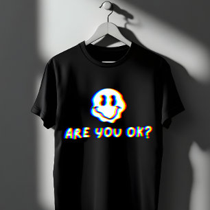 大丈夫ですか?ベイパーウェイブ風グリッチスマイル Tシャツ
