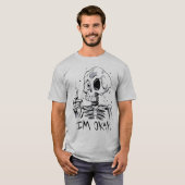 「大丈夫です」メッセージの面白いスケルトン Tシャツ (正面フル)