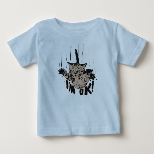 大丈夫です、落ちる猫 ベビーTシャツ (正面)