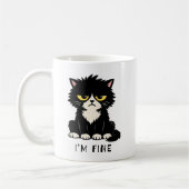 大丈夫 - おもしろい猫のマグカップ コーヒーマグカップ (左)