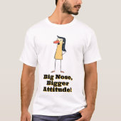 大予測できな鼻の漫画の女性 Tシャツ (正面)