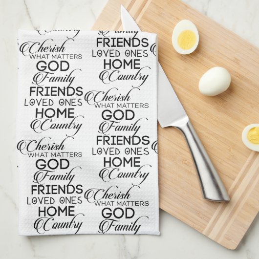 大事なことを大事にする キッチンタオル (四つ折り)