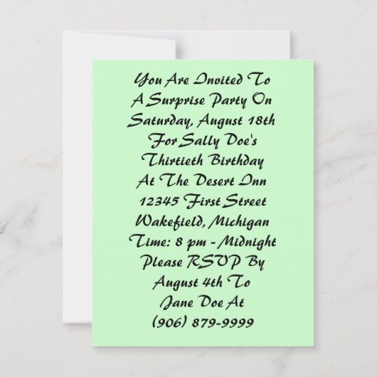 大事な行事の招待状のためのレトロのびっくりパーティ 招待状 (裏面)