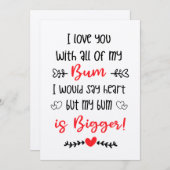 大人おもしろいのバレンタイン、私は私のBumであなたを愛している シーズンカード (正面/裏面)