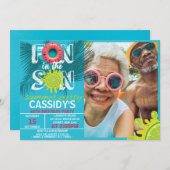 大人おもしろいサンサマーフォト誕生日 招待状 (正面/裏面)