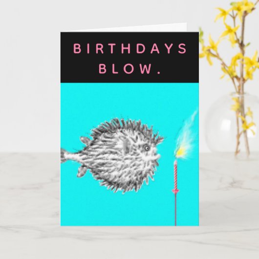 大人おもしろい誕生日 カード (黄色い花)