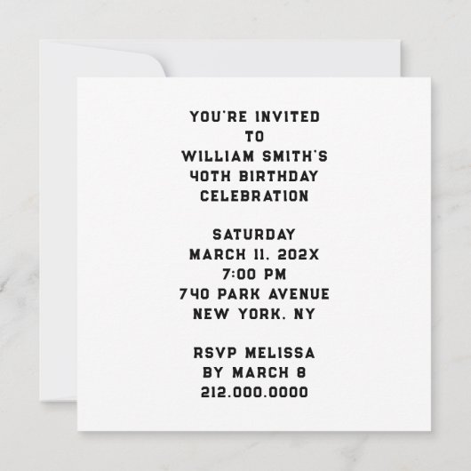 大人おもしろい誕生日 招待状 (裏面)