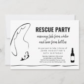 大人おもしろい魚釣り誕生日退職パーティー 招待状 (正面)