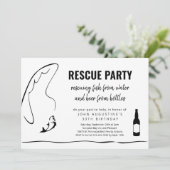 大人おもしろい魚釣り誕生日退職パーティー 招待状 (スタンド正面)